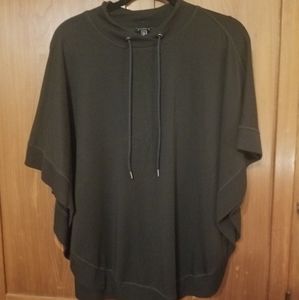 Talbots Soft Knit Cape Poncho Split Back Modal Black Size S